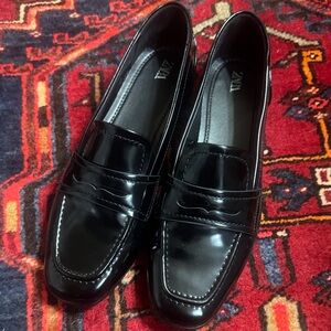 Zara Black Patent Penny Loafers